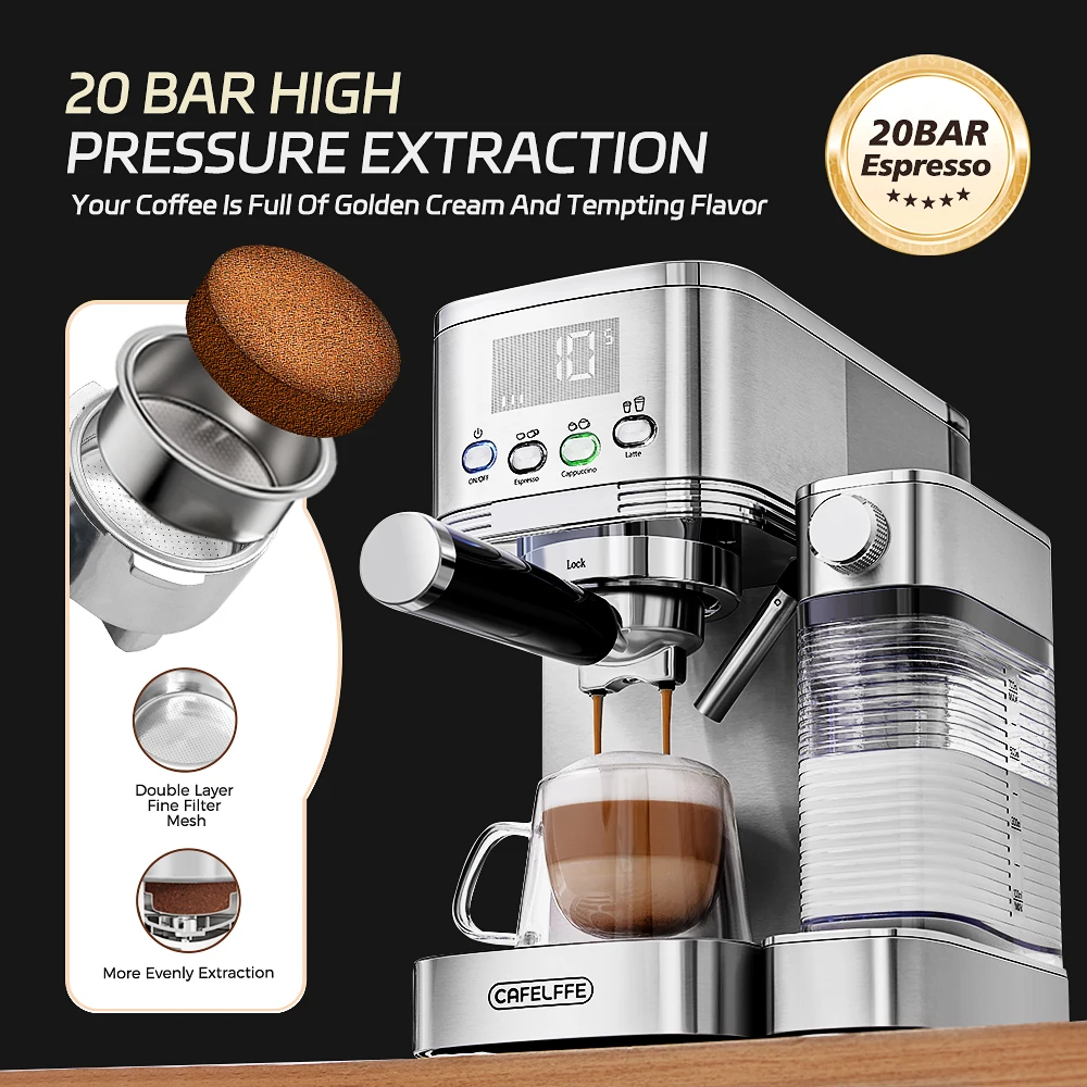 Cafelffe fully automatic Coffee Machine Espresso maker Cappuccino Latte Automatic Milk Froth cafeteria 20Bar Stainless Steels 2