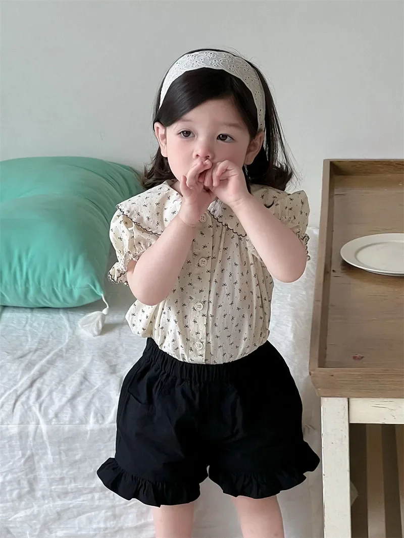 MILANCEL New Summer Girls Bow Shirt 9M-3T Baby Cute Thin Doll