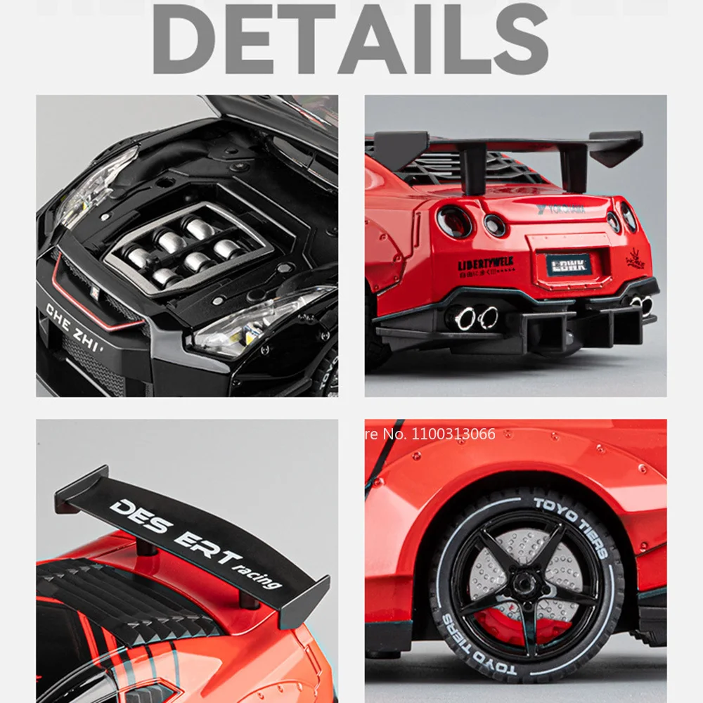 1:24 Nissan Gtr Sport Simulation Alloy Model Sound Light With Smoke