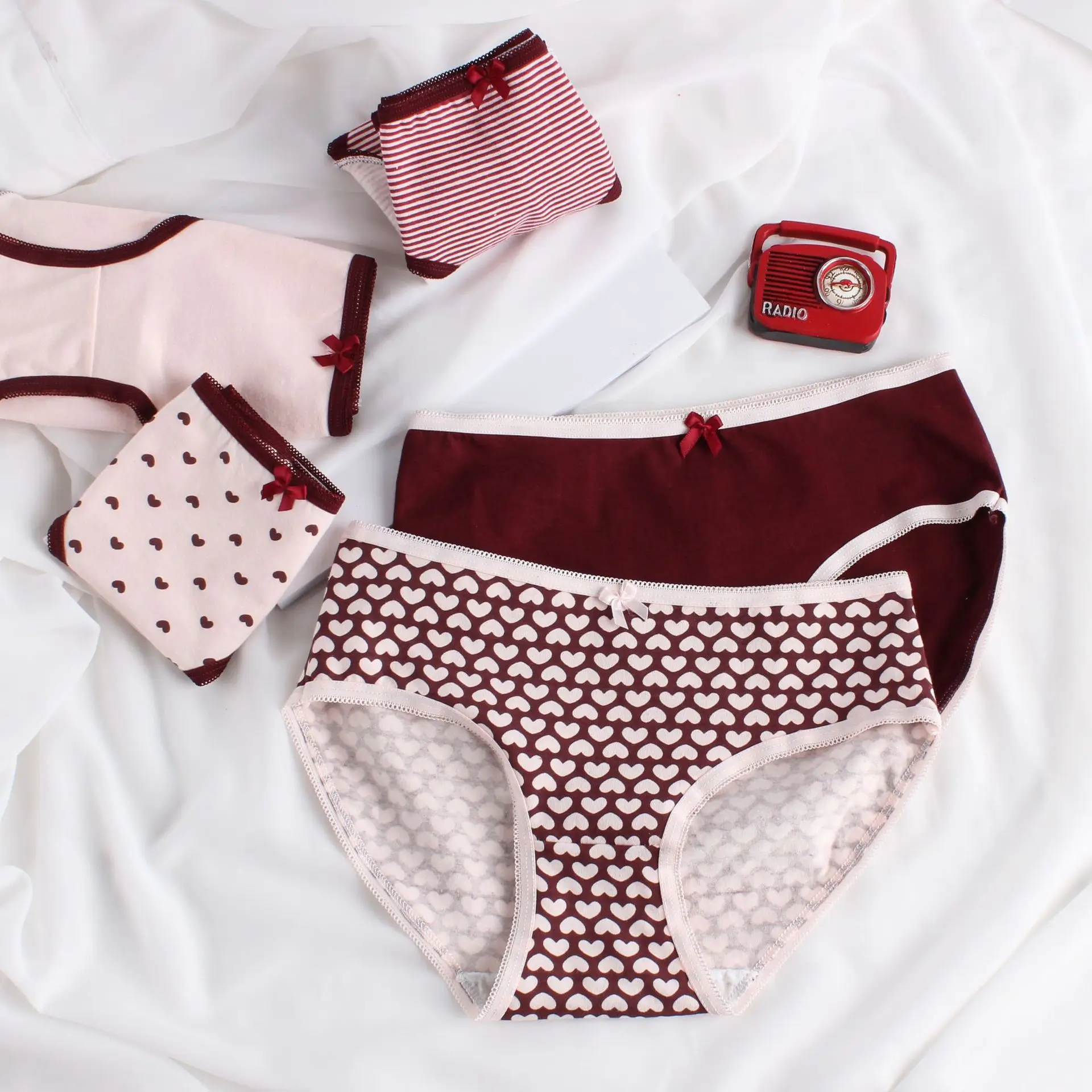 5pcs Women's Panties Cotton 100% Strawberry Lemon Lattice Cute Panties Soft Underwear Bragas Algodón Mujer Lot Culotte Femme