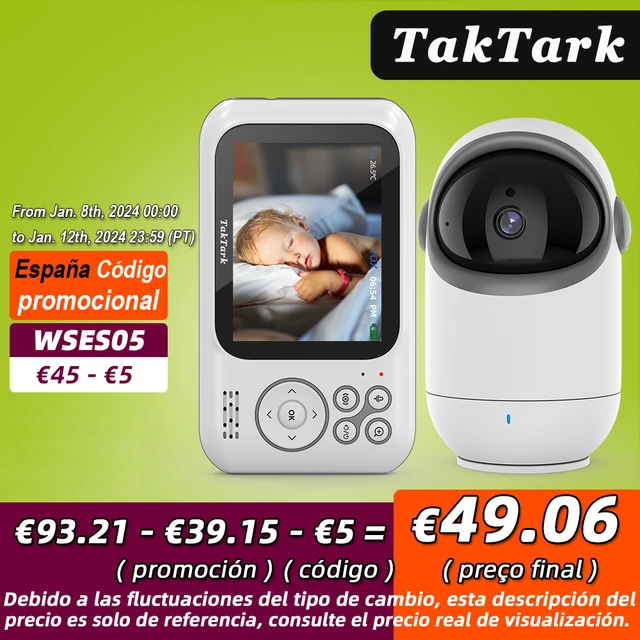 TakTark Monitores de bebé con cámara y audio, 4.3 pulgadas, sin Wi-Fi,  audio de 2 vías, visión nocturna, zoom digital, ahorro de energía VOX