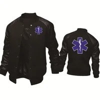 Spring Autumn Men's Jacket EMT Emergency Ambulance Print Splicing Sportswear High Quality Men's Baseball Uniform Men's top 1