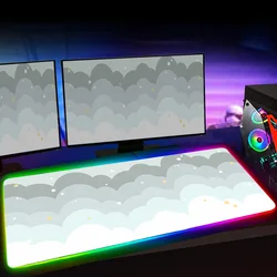 Colorful Glow RGB Mousepad with LED Backlight - Black & Red Cloud Kawaii Non - slip Desk Mat 40x90cm - RGB300x600x3mm (A5)