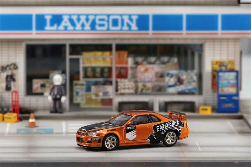 

SW 1:64 GTR R34 требуется для скорости подземной оранжевой литая модель автомобиля