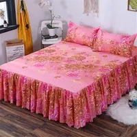 Bed Skirts and Pillowcase Household Modern Bedding Luxury Sheet Set Breathable Comfortable Korean Protective Non-slip Bedspread 6