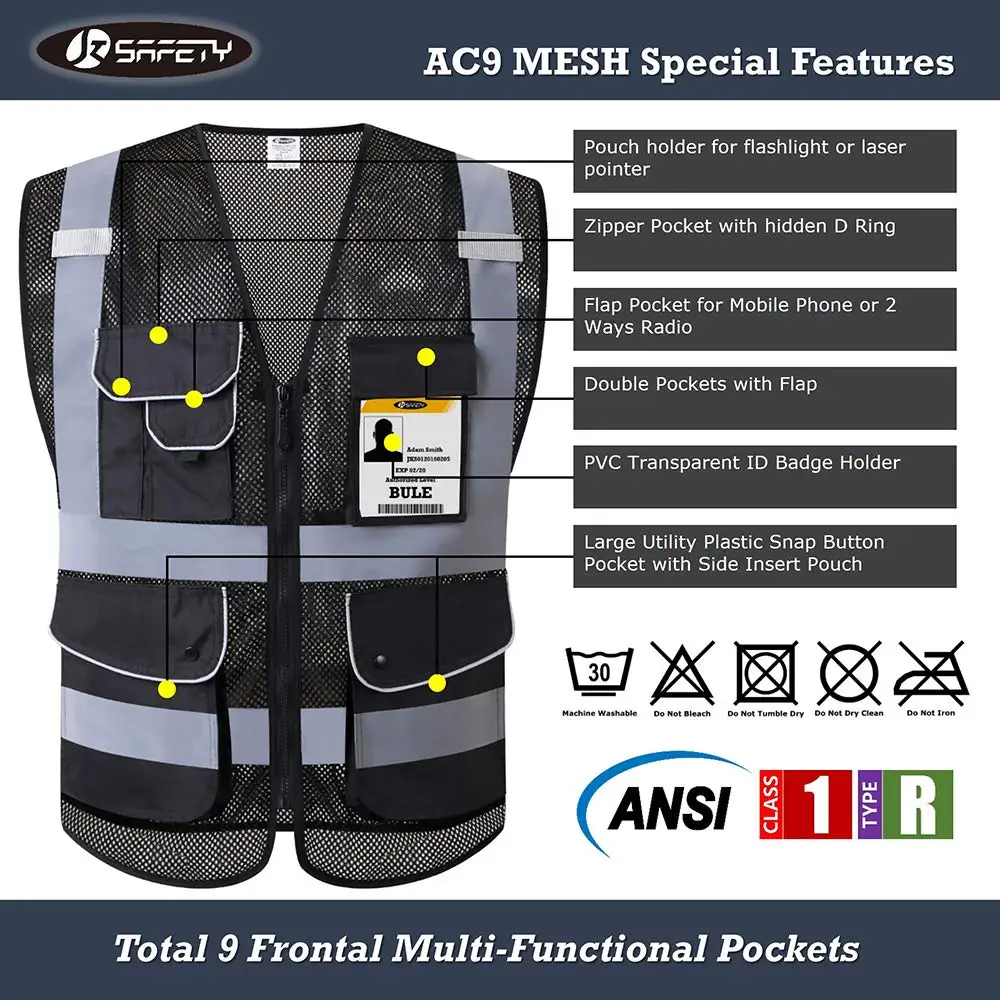Reflective Safety Vest Working High Visibility Police Rider Jacket Mesh Breathable Fabric Desert Hot Areas reflective safety jacket,reflective safety vest