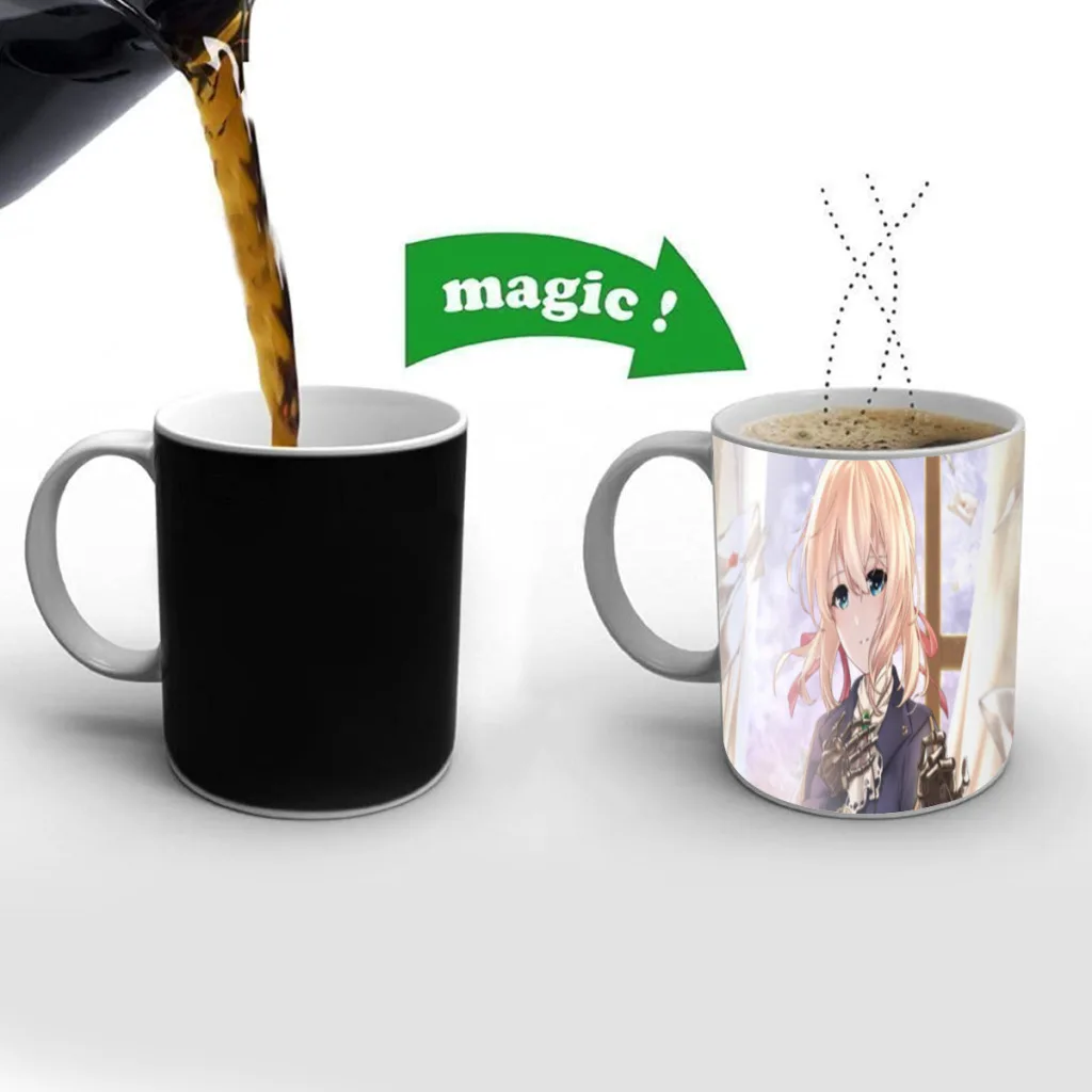 

Hot Anime Violet Evergarden Free shipping Mug Changing Color Ceramic Coffee Mugs Magic Tea Cup Best Gift For Your Friends