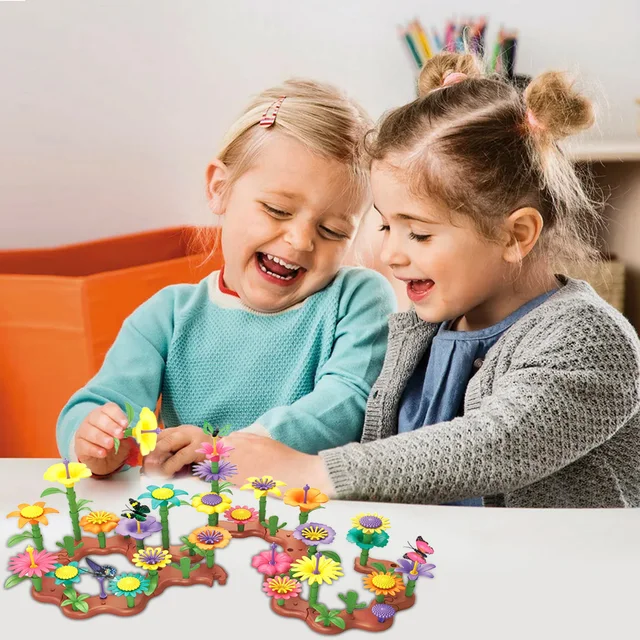 144pcs Creative Educational Flower Arrangement Toys Colorful Interconnecting Blocks Building Garden Game For Kids Gift 2