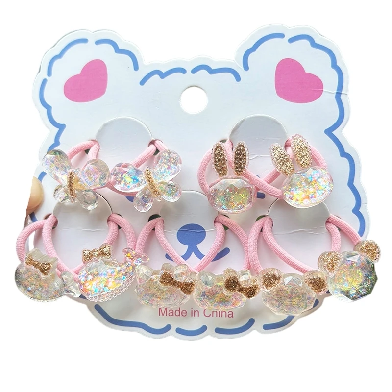 2PCS Schöne Weiße Transparente Glitter Bunny Mädchen Elastische Haarbänder Haar Zubehör Kinder Haar Krawatten Baby Kopfbedeckungen