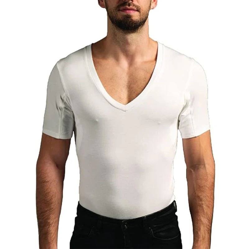 Camiseta interior de hombre de seda de hielo de elastano transparente para  hombre, de nailon con cuello en V, manga corta, ultrafina, térmica, ropa