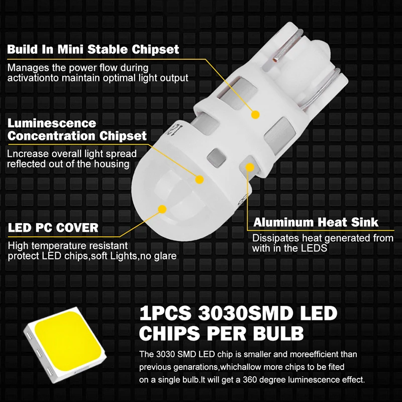 ʸ Ƽ LED T10 W5W 194A ڹ   õ, õ  ϱ ڵ , ׸  11961ULWX2