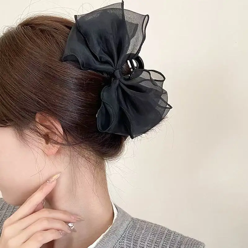 1 Stück süße Organza-Wendeschleife, große Haarklammer, vielseitiges Haar-Accessoire für den Pendelverkehr, geeignet für tägliche und Partys – Detail 4