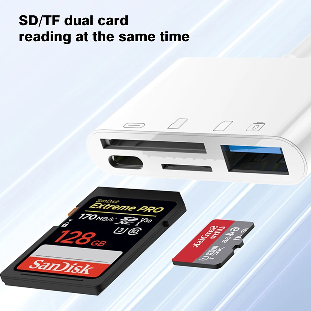 4in1 lightning to SD TF Card Reader Charging Converter For iOS Card Reader OTG Adapter For iPhone 14 13 12 Pro Max iPad