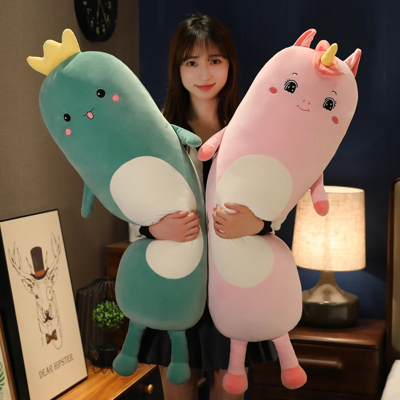 

100/130cm Cartoon Soft Pillow Toys Cute Stuffed Dinosaur/Unicorn Animals Doll Long Sleeping Boyfriend Pillow for Kids Girl