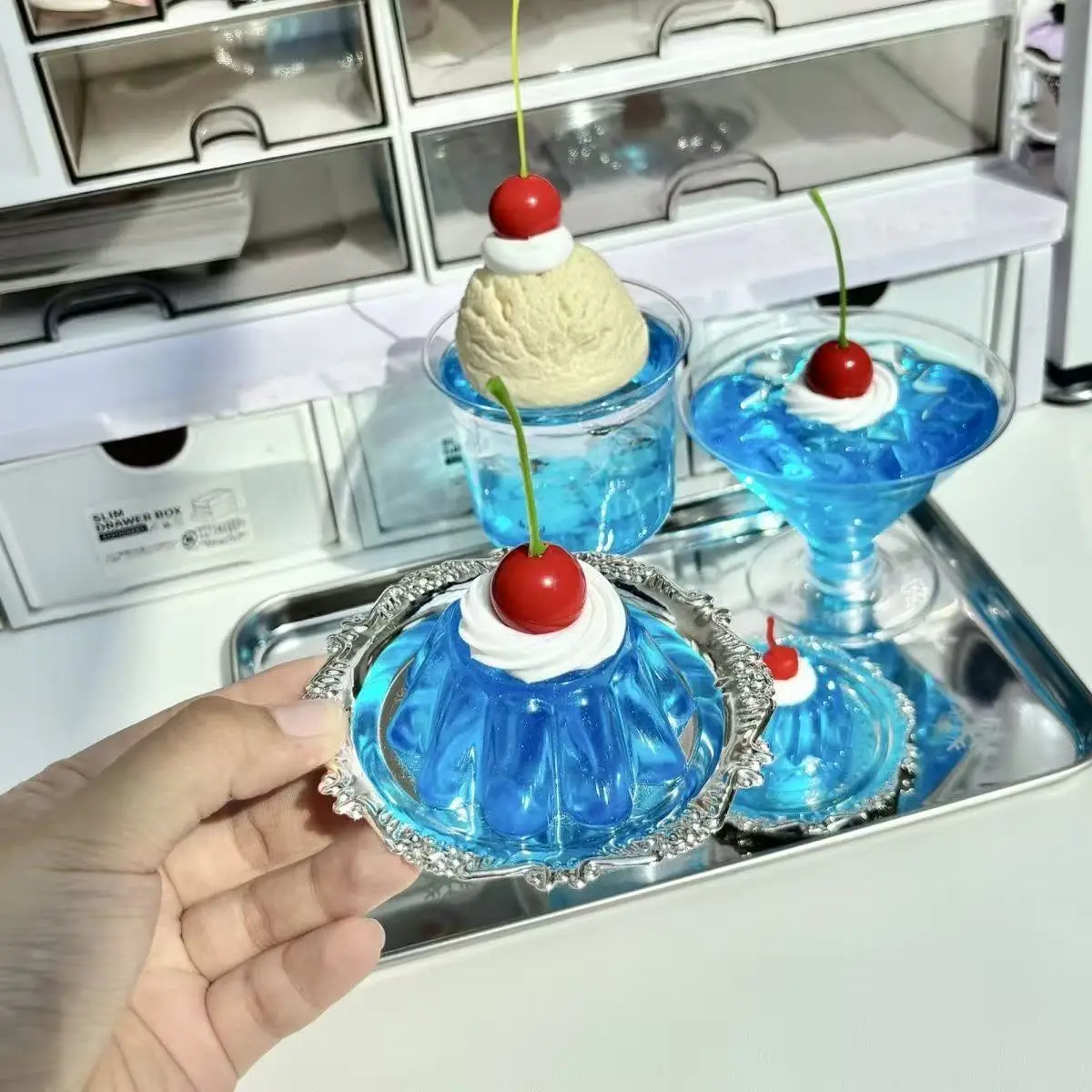 Melon Soda Showa Style Two-dimensional Ornaments Jelly Props Photo Props Retro Soda Pop Cherry Cream Ornaments Cute Decorations