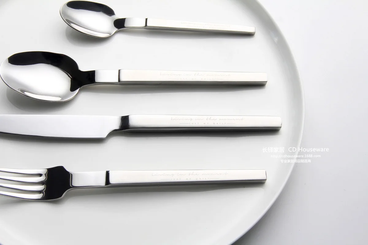 Description Picture 4 of item4pcs 304 Stainless Steel Dinnerware Cutlery Set Western Tableware Steak Knife Fork Tea Spoon Kitchen Flatware Dishwasher Safe