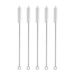 Eco - Friendly Reusable Straw Cleaning Brush Set - Stainless Steel with Soft Bristles (5pcs)