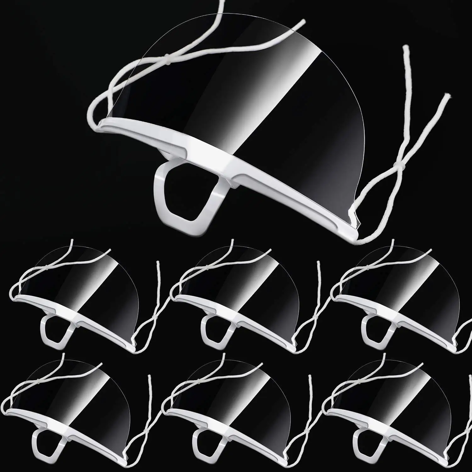 Reusable Transparent Anti-fog Mask Shield 5/10/20Pcs for Restaurant School Plastic Anti-saliva Mouth Shield work protection mask