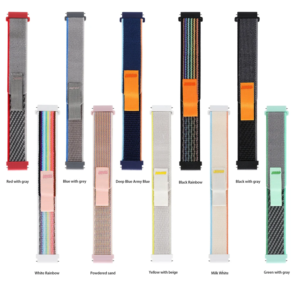 Nylon Loop Watch Strap, 22/20mm Adjustable Bracelet, Compatible with Garmin and More