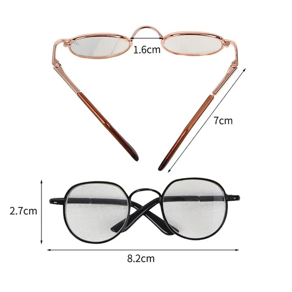 Fashion Metal Doll Glasses Round Frame Lensless Doll Eyeglasses Pets Glasses for 20cm Dolls