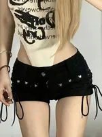 Shorts femmes maigre créativité à lacets populaire Streetwear personnalité quotidienne étudiants vacances mode Sexy américain rétro loisirs 1