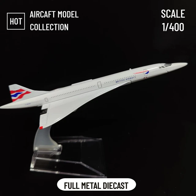 1:400 Metal Aircraft Model Replica, British Airways Concorde Airplane Scale Miniature Art Decoration Diecast Aviation Toy Gift 2