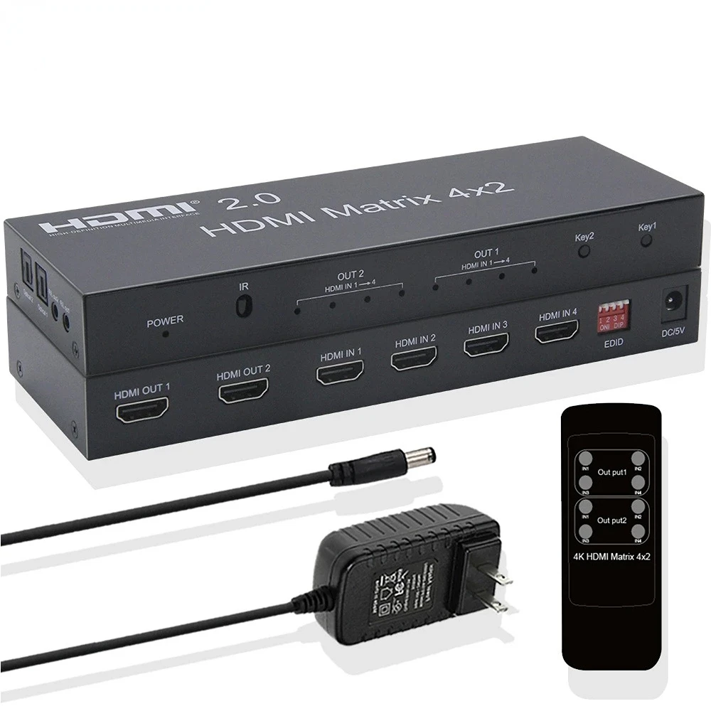 Матрица 4K HDMI матрица 4 х2 с аудио 2 переключатель матрицы В сплиттер 60 Гц HDCP |