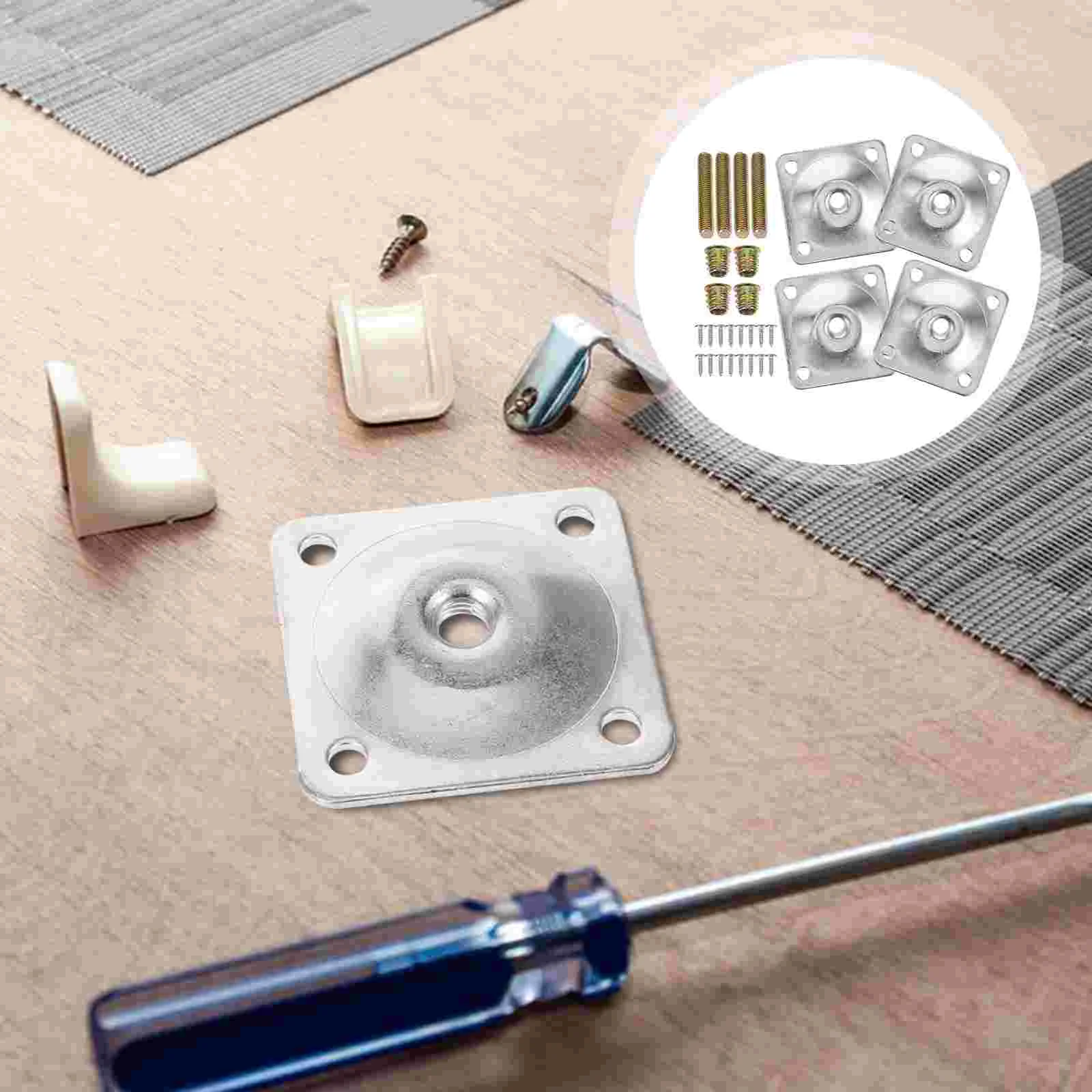 

4 Sets Screws Furniture Repair Mounting Plates for Sofa Hardware Accessories Attachment Couch Seat Leg Legs
