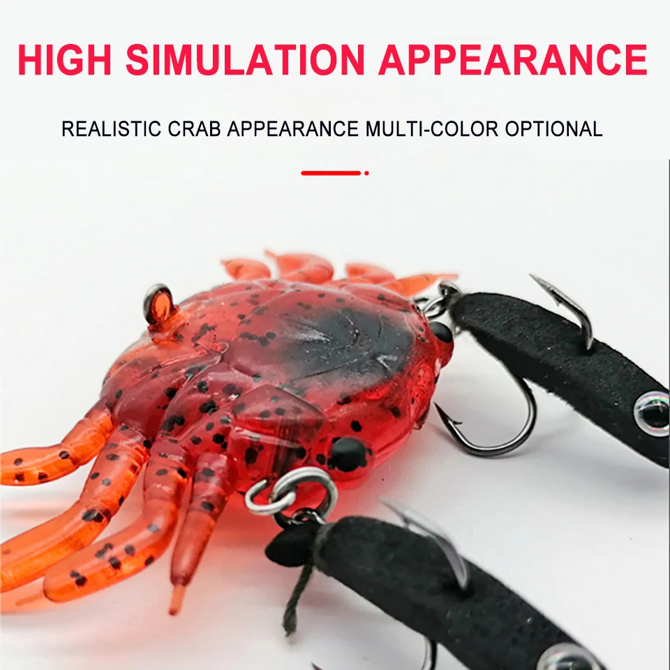 1Pcs 5.8G/13.7G Artificial Simulation Soft Crab Bait 3D Silicone Crank  Swimming Bait Rocking Crab Realistic Sea Fishing Tackle