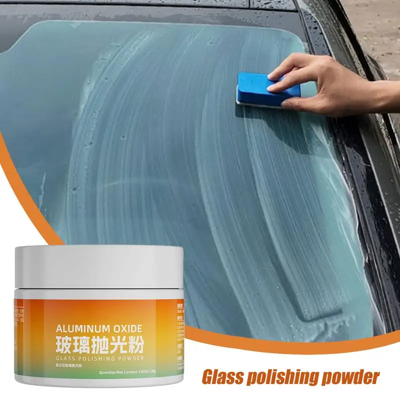 Glass Polish Scratch Remover Car Windshield Scratch Repair Powder With Sponge Outdoor Window Cleaner Auto Glass Cleaner