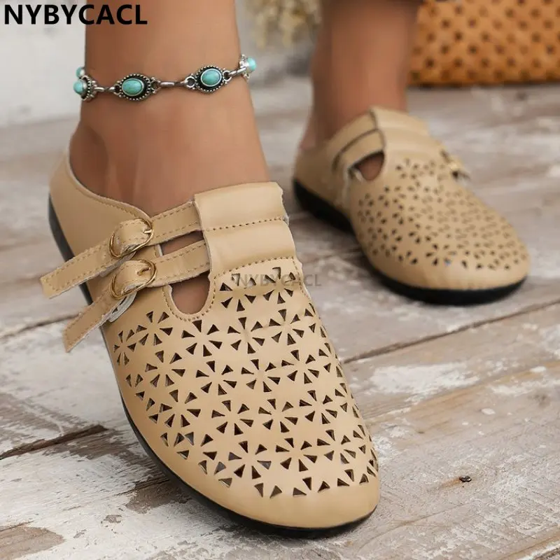 

Summer Beach Slipper Shoes Women's Round Toe Low Top Doudou Shoes Luxury Brand Mesh Flat Shoes Runway Crystal Walk Shoes Mujer