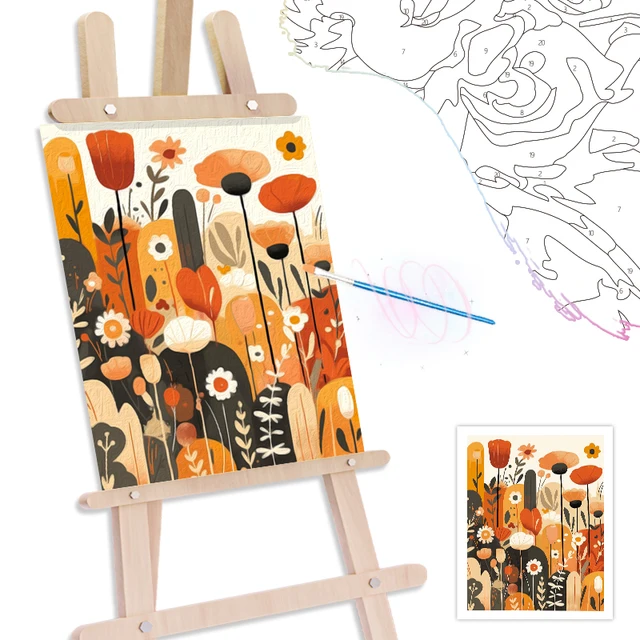 RUOPOTY-Peinture par numéros avec cadre, pour maire intérieur, plante simple, jaune vert, décoration murale encadrée, art moderne, cadeaux 3