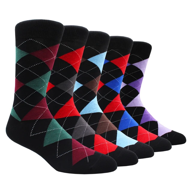 Size 41-48 Casual Fashion Cotton Funny  Long Women&Men Socks Contrast Color Rainbow Larger Size Stripe Socks for Men 5 Pairs- NY014