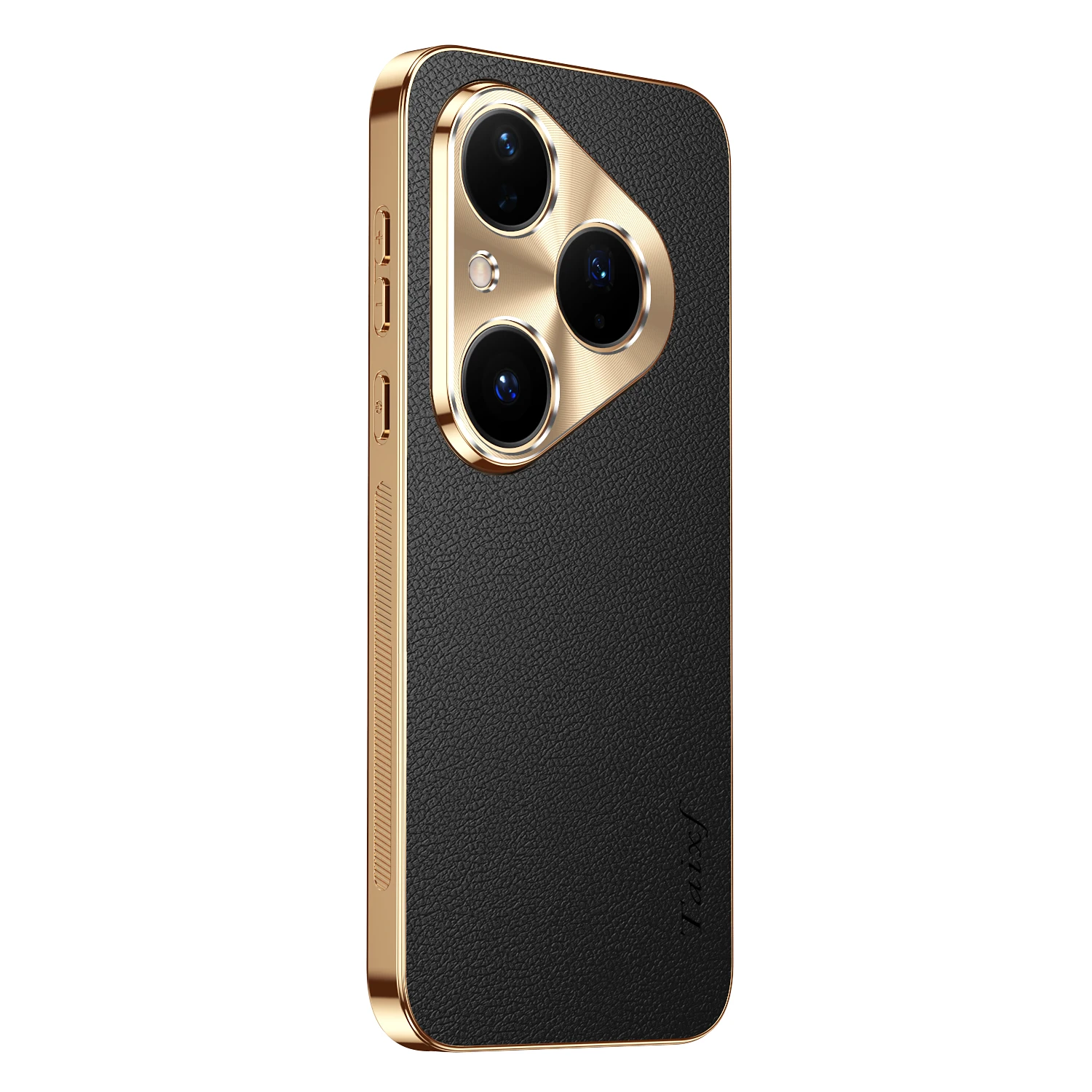 Luxury Vegan Leather Phone Case with Electroplated Edge and Shockproof Back Cover
