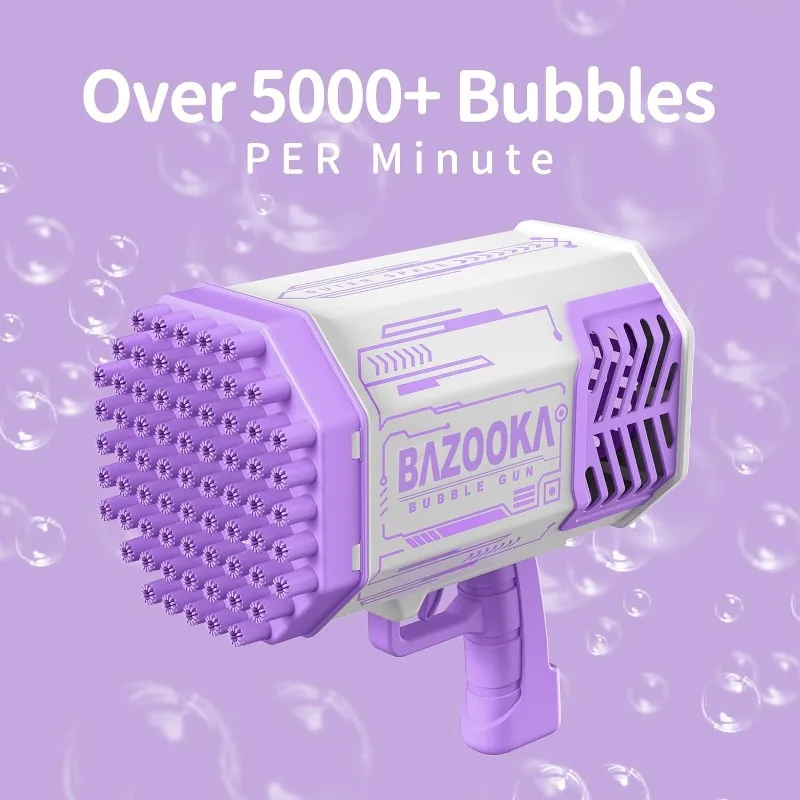 Bubble Blaster Gun with Bubble Solution, 69 Holes Bubble Bazooka Gun Outdoor Summer Toy Gifts Party Favors