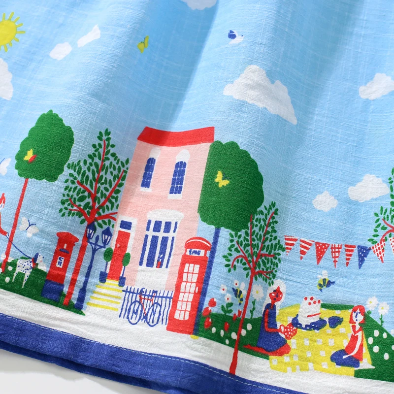 Little Maven Children Formal Dresses Kids Clothes Summer Cartoon Short Sleeves Princess Children's Clothing Vestidos Cotton