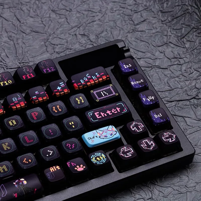 Cat Dance Hertz Keycaps Grupo Teclado Pbt Transparente Keycaps de Leite de Couro Duplo Sublimação Quente 130 Asa - Imagem 2