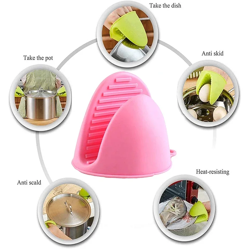 Silicone Oven Mitts Kitchen Gloves Silicone Oven Gloves Cotton Pot Holders 1PC Thick Silicone Oven Gloves Heat Resistant Anti-Scald Gloves for Cooking Pinch Grips Pot Holder
