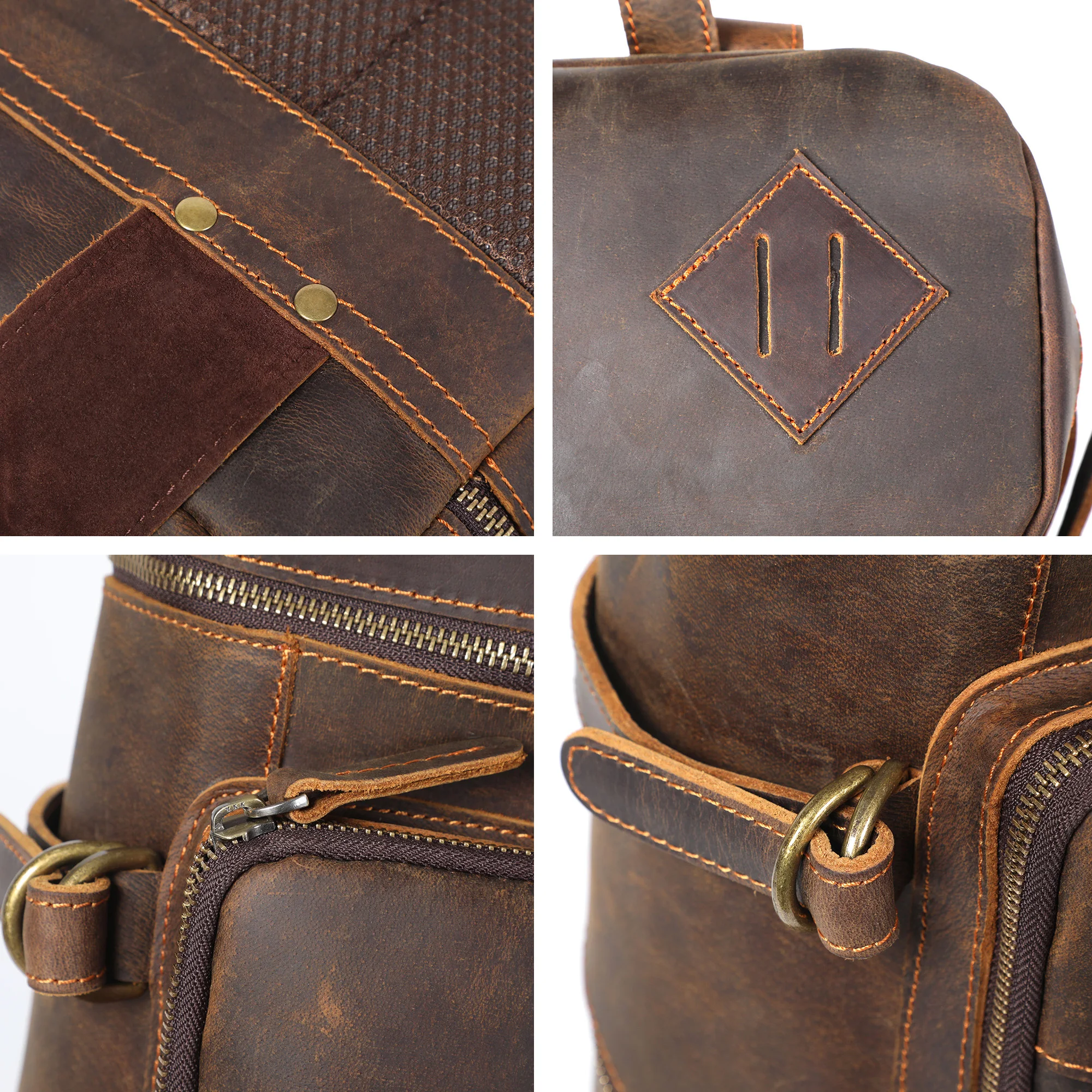 Vintage Genuine Leather Backpack Laptop Bag Crazy-horse Leather School Bag Outdoor Travel Weekender Shoulder Bag 4