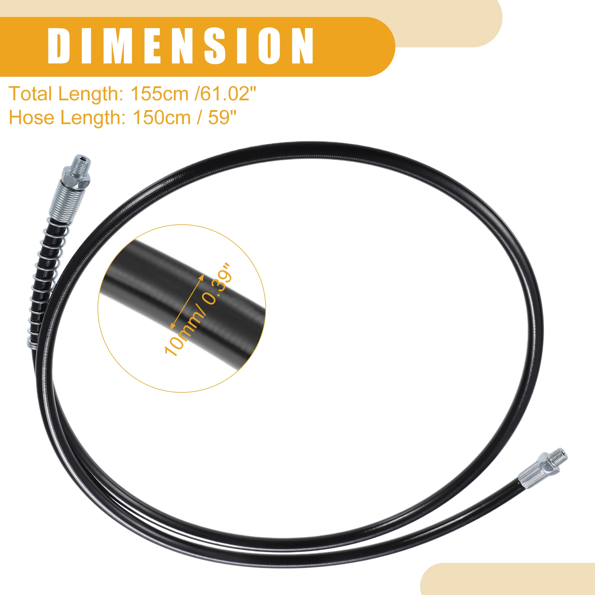 30cm-150cm Long Universal 1/8" NPT Grease Gun Flex Hose Trailer Flex Grease Gun Hose Extension Non-Slip 1/2pcs for grease gun hose extension