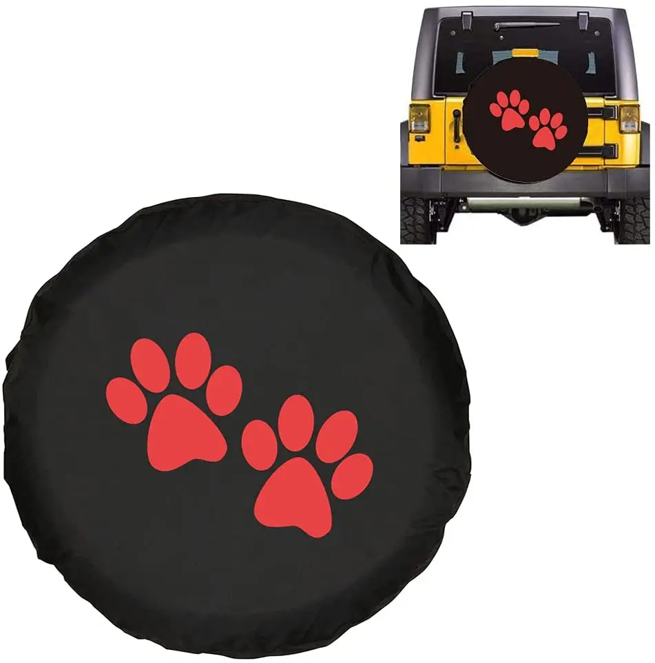 

ROCCS 16Inch Dog Paw Spare Tire Wheel Cover, Paw Print R16 Wheel Tire Black PVC Leather Covers for , Truck, SUV, RV, Camper,