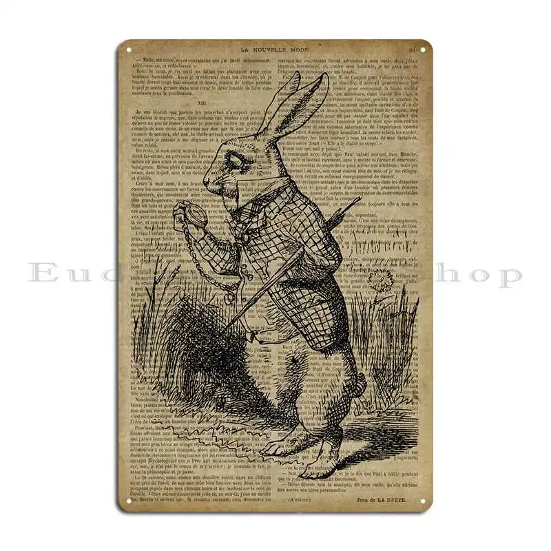 

White Rabbit Metal Sign Garage Design Cave Home Wall Cave Tin Sign PosterWall Decoration Retro