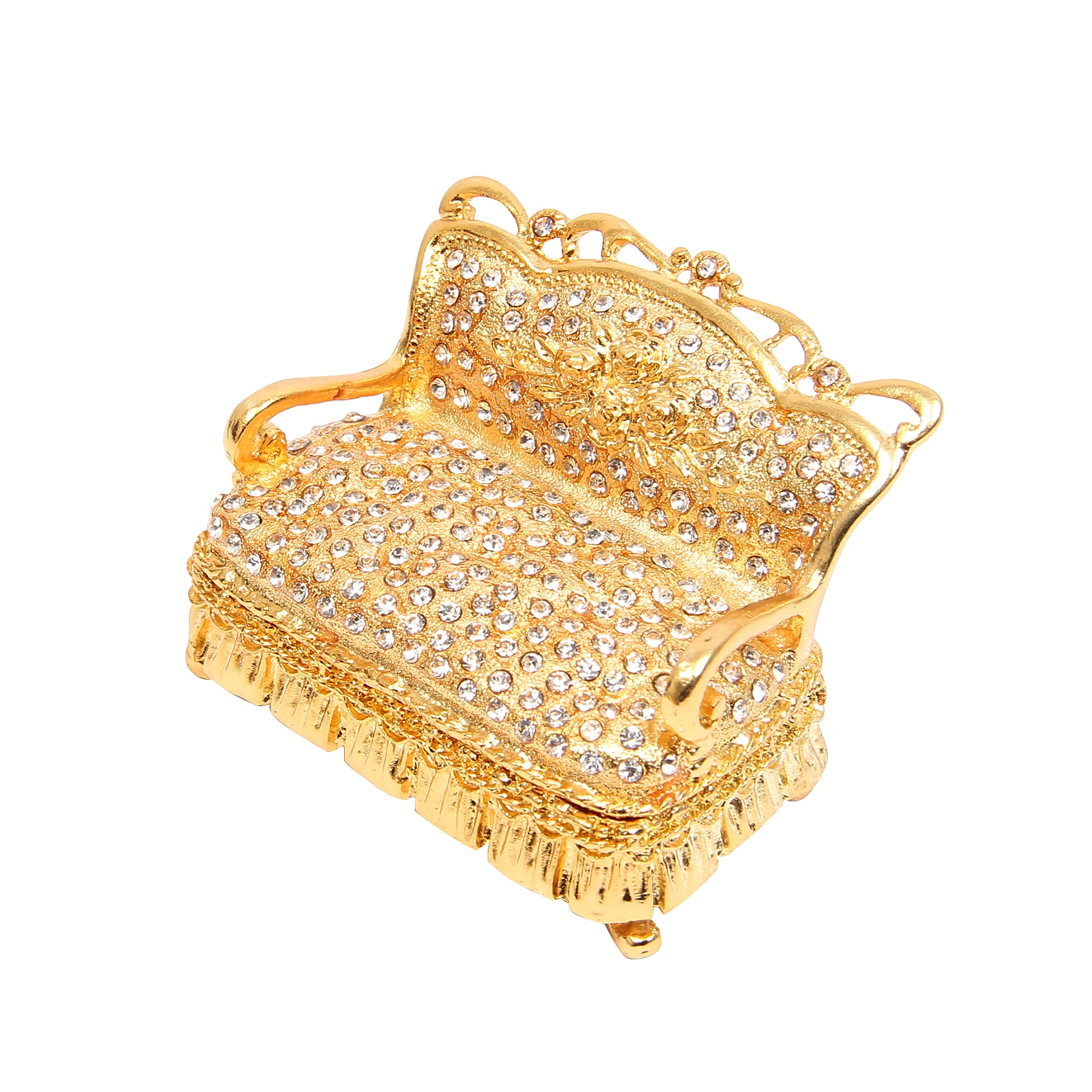 Qifu Create A Set of Gold Mini- Furniture with Full Rhinestones for Home Decor