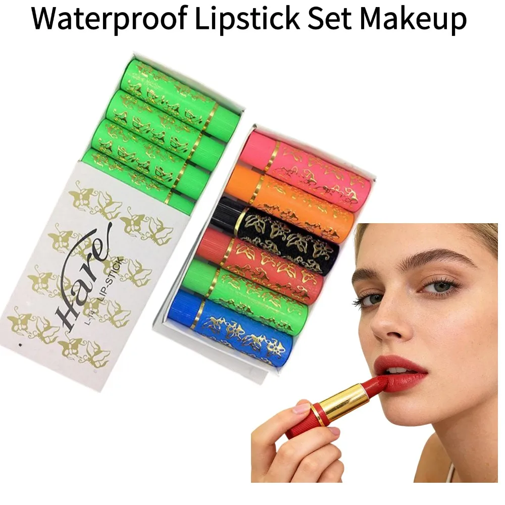 Waterproof Lipstick Set Makeup Matte Velvet Moisturizing Fashion Style Color Lasting Lip Tube Cosmetics Changing non-greasy