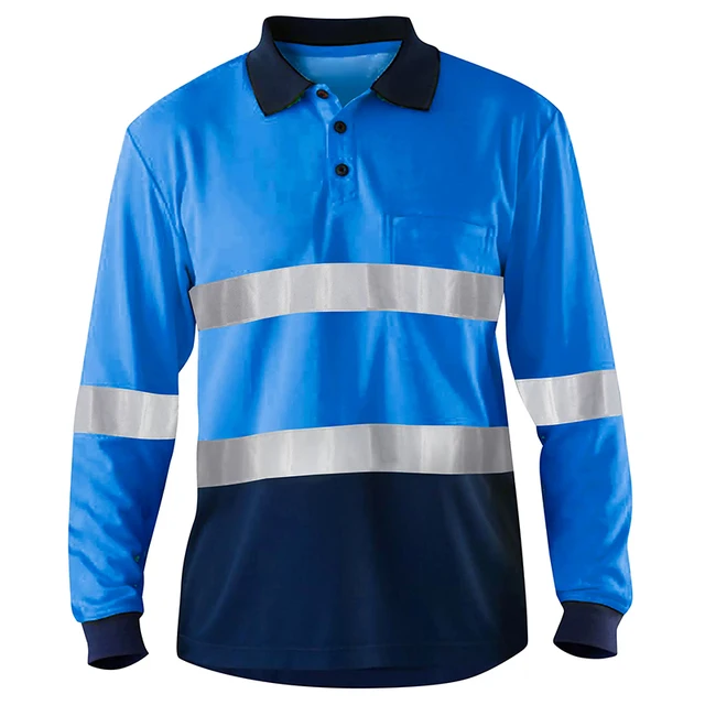Hi Vis Long Sleeve Reflective Safety Polo for Construction