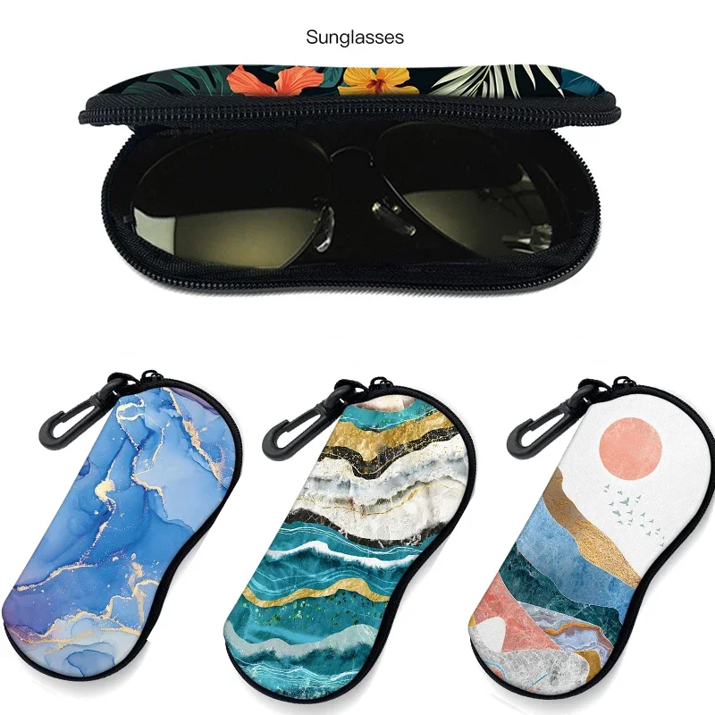 

Blue Marble Sunglasses Soft Case with Carabiner Ultra Light Neoprene Zipper Eyeglass