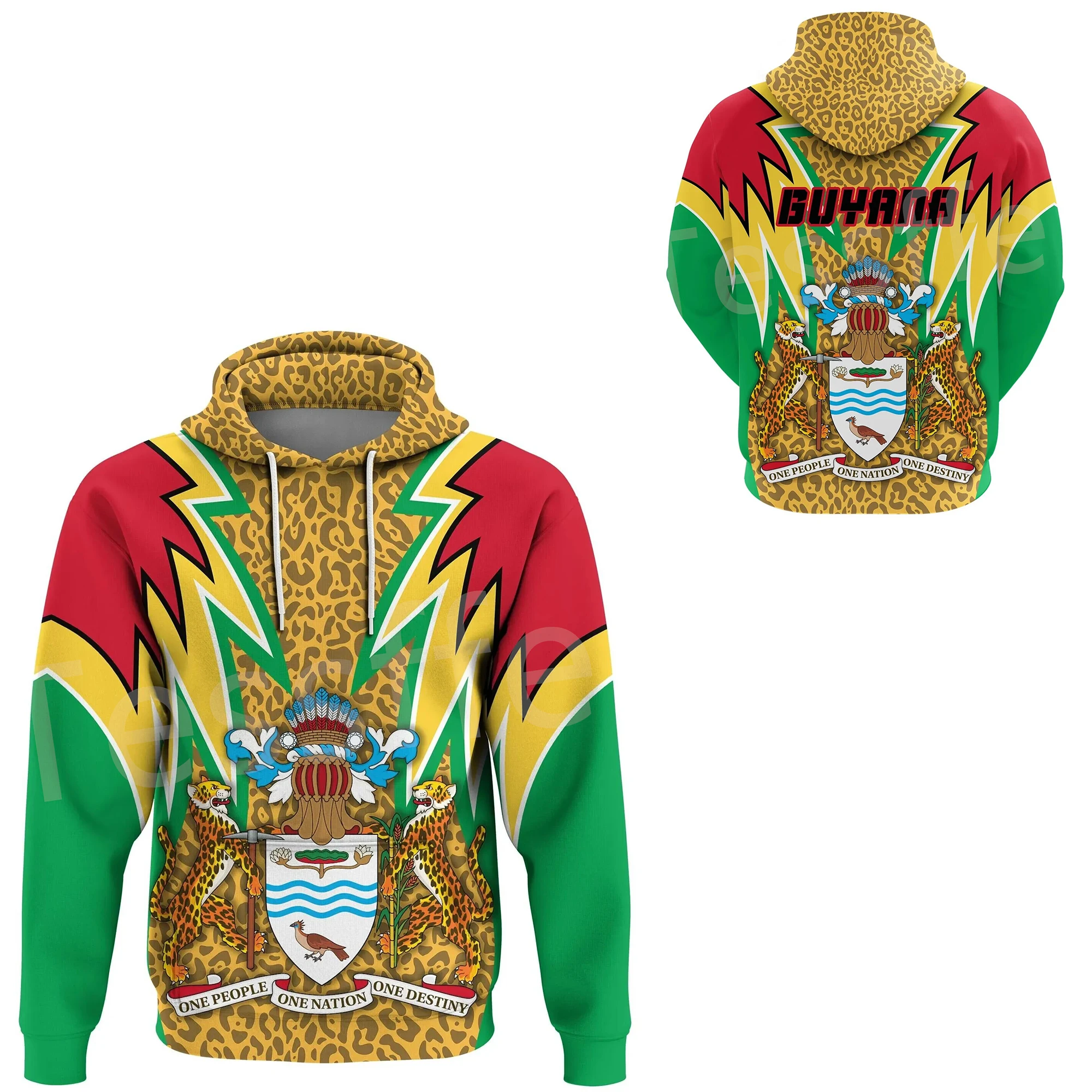 Tessffel South America County Guyana Flag Tribe Tattoo Retro Tracksuit 3DPrint Men/Women Pullover Casual Funny Jacket Hoodies A3