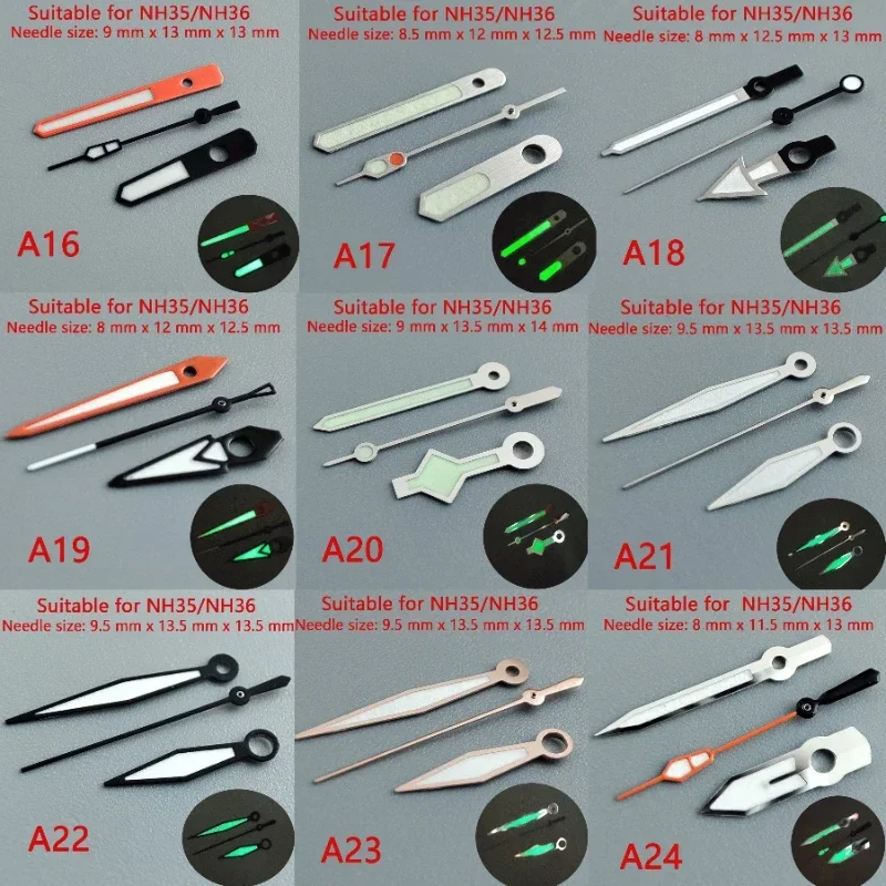 Watch Accessories Watch Pointer NH35 Pointer Hands Green Super Luminous Suitable or NH36 Movement Roxe 904L Steel Band watch accessories