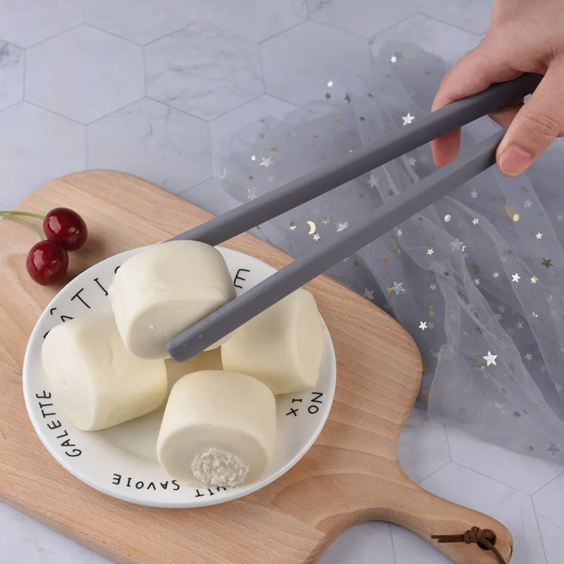 Non-Slip Silicone Tongs Bread Food Barbecue Clip Long Handle Steak Clamp Kitchen Cooking Tools