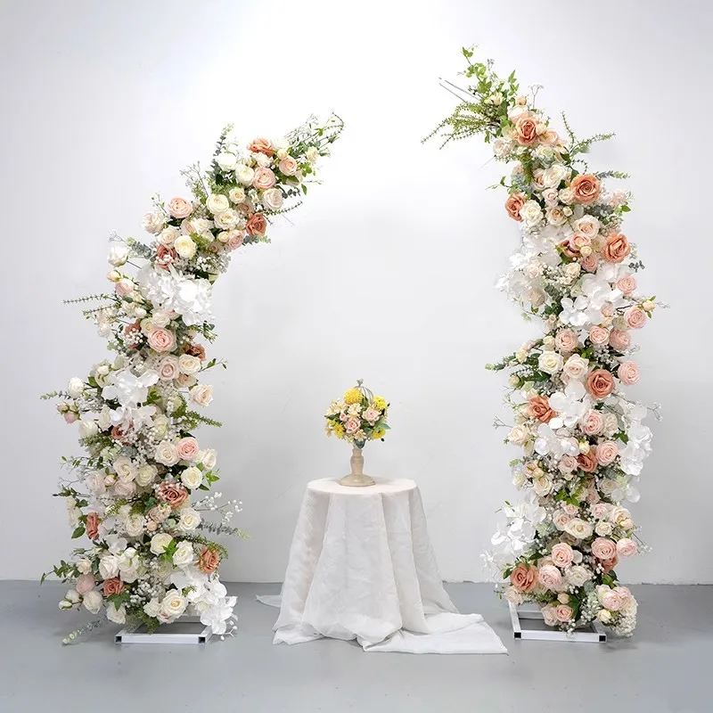 

Trumpet Arch Pink White Flower Arrangement Wedding Decor Flower Stand Party Window Display